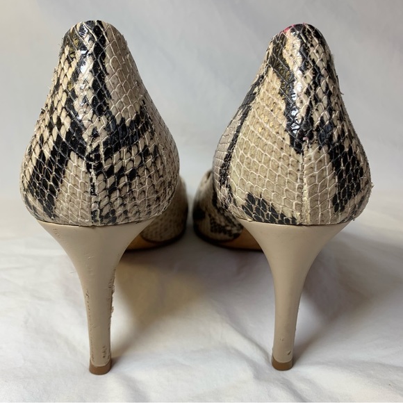 Antonio Melani Paton snake reptile python print leather pump heels 9.5 neutral - Picture 14 of 16
